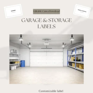 Printable Organizational Labels | Editable Canva Label Template | 72 Minimalist 6x4 Storage & Garage Label | Digital Download | Home/Office